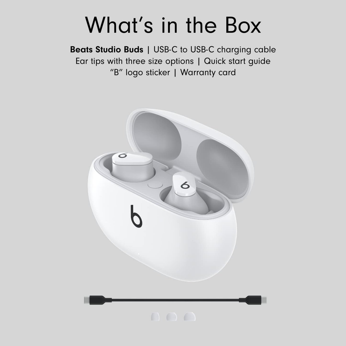 Beats Studio Buds – True Wireless Noise Cancelling Earbuds – IPX4 rating, Sweat Resistant Earphones, Compatible with Apple & Android, Class 1 Bluetooth, Built-in Microphone – White