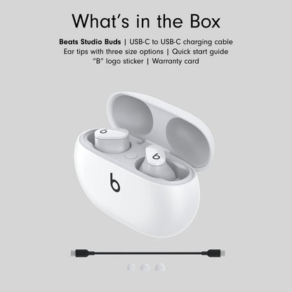 Beats Studio Buds – True Wireless Noise Cancelling Earbuds – IPX4 rating, Sweat Resistant Earphones, Compatible with Apple & Android, Class 1 Bluetooth, Built-in Microphone – White