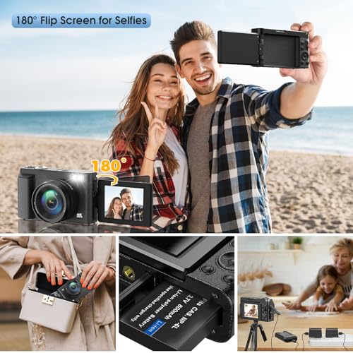 - Digital Camera | Oiadek 4K 48MP Autofocus Vlogging Camera | 32G Memory Card 16X Digital Zoom -