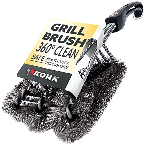 - Kona 360° Clean Grill Brush  | 18" Best BBQ Grill Brush | Stainless Steel 3-In-1 Grill Cleaner -