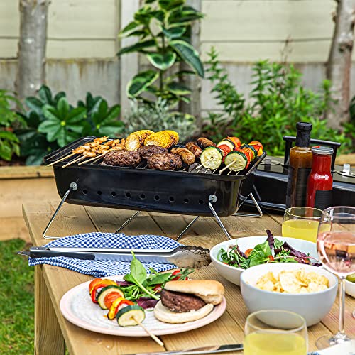 - George Foreman | On-The-Go Portable Charcoal BBQ | Sturdy Foldable Legs -