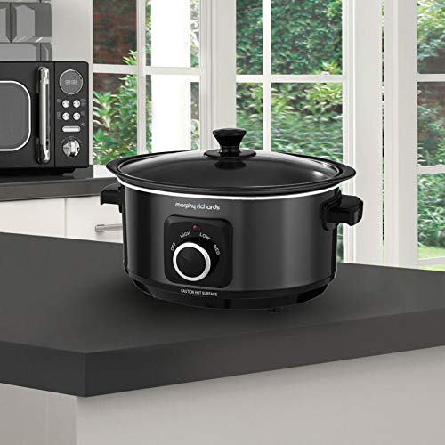 - Morphy Richards 3.5L Sear & Stew Slow Cooker | Shatter Resistant Aluminium Pot | 3 Heat Settings -
