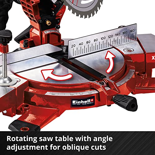 - Einhell Power X-Change 18V Mitre Saw | 3000 RPM Circular Saw With Work Table | LED | Dust Collection | 45° Mitre, +/-47° Bevel | TE-MS 18/210 Li Solo | (Battery Not Included) -