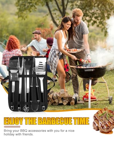 - Trongle BBQ Tools Set | 11pcs | Stainless Steel BBQ Utensils Set | Heat Resistant Handles| BBQ Accessories  -