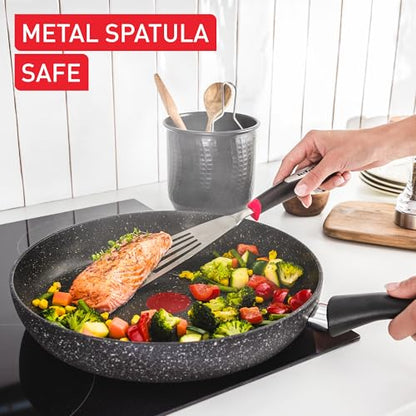 - Tefal | Stone Strength Aluminium Non Stick 28cm Frying Pan | Reinforced with Titanium Particles | Induction Compatible -