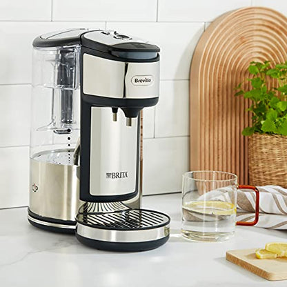 Breville BRITA HotCup Hot Water Dispenser, Integrated Water Filter, 1.8L with 3kW Fast Boil & Variable Dispense, Energy-efficient use, Stainless Steel [VKJ367], Silver/Black