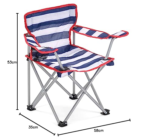 - Yello Kid's Folding Beach Chair Camping, Blue/White Stripe, 35 x 58 x 53 cm