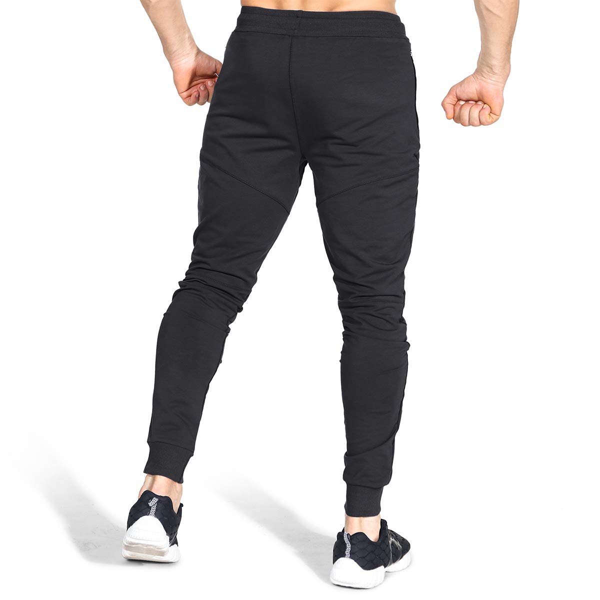 BROKIG Mens Vertex Gym Joggers Sweatpants Tracksuit Jogging Bottoms Running Trousers with Pockets (L, Black)