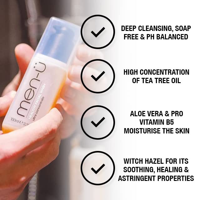 - men-ü HEALTHY FACIAL WASH 100ml | for up to 265 washes | Ultra-Concentrate Healthy Face Cleanser -