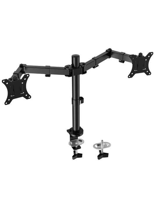 - FORGING MOUNT Ergonomic Dual Monitor Stand for 13-32 inch LCD LED PC Screens for Desks Monitor Stand Arm | Height Adjustable Arm Bracket Tilt 90° Swivel 180° Rotate 360° | VESA 75/100 -