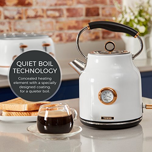 - Tower Bottega T10020W Rapid Boil Traditional Kettle | Temperature Dial -