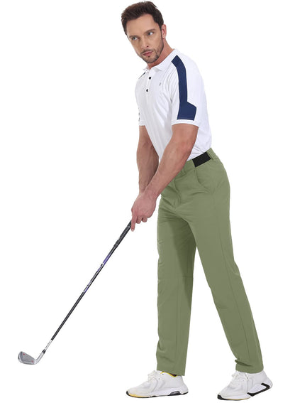 - donhobo Men's Stretch Golf Pants | Men's Outdoor Trousers | Lightweight Quick Dry Elastic Waist Casual Hiking Pants -
