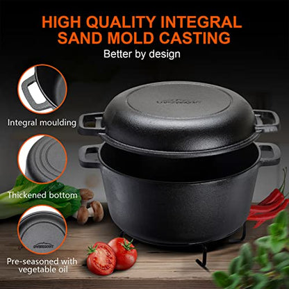 - Overmont 2 in 1 Cast Iron Dutch Oven | Cookbook -