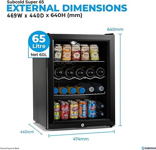 - Subcold Super65 LED | Table-Top Fridge | 65L Beer, Wine & Drinks Fridge -