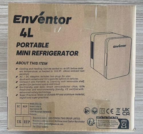 - Enventor Mini Fridge 4 Litre | 6 Can Mini Fridges for Bedrooms | AC+12V DC Power Cooler & Warmer -