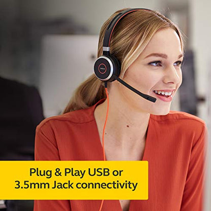 - Jabra Evolve 40 MS Stereo Headset | Microsoft Certified Headphones for VoIP Softphone | Passive Noise Cancellation -