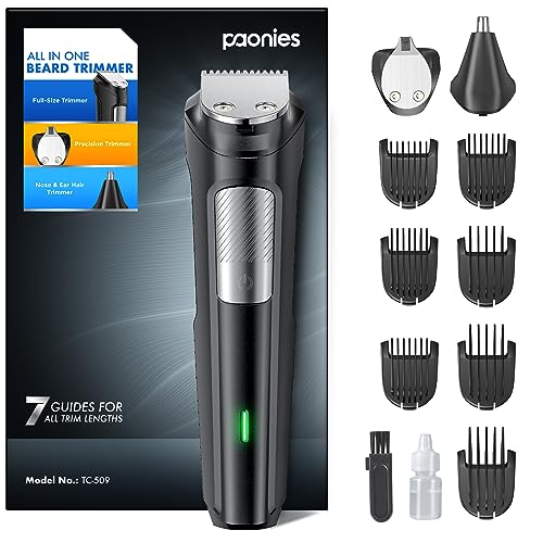Beard Trimmer Hair Clippers Men, Nose & Ear Trimmer, 9-in-1 Body Groomer Men Kit, Cordless Rechargeable Hair Clippers with 7 Limit Combs, Stainless Steel Blades,Extra Long Life Beard&Hair Grooming Kit