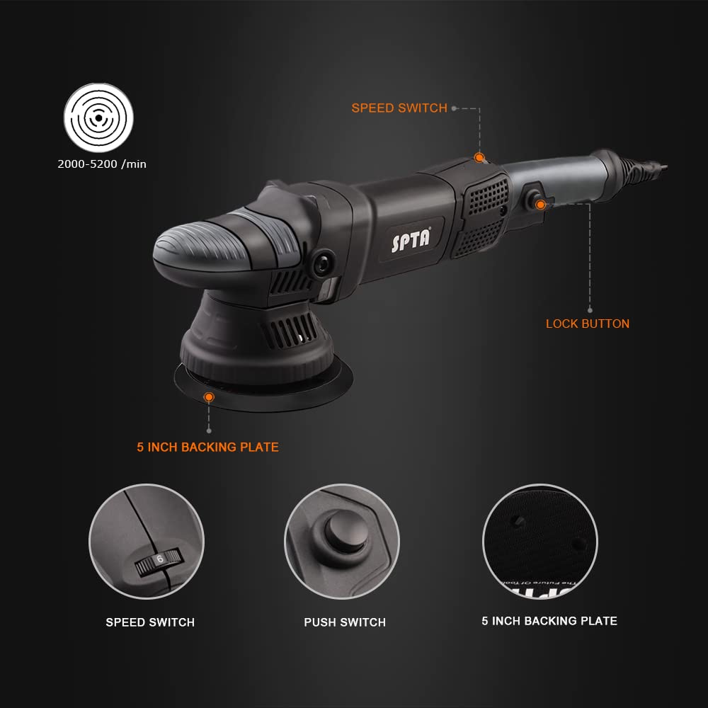 - SPTA 5inch 780W | Dual Action Polisher | Orbit 15mm Auto Polisher -