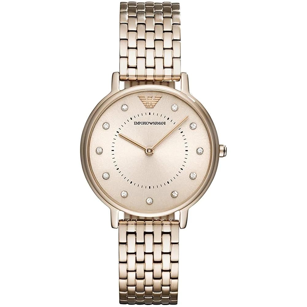 - Emporio Armani Watch for Women | Two Hand Movement | 32 mm Pink Stainless Steel Case with a Stainless Steel Strap | AR11062 -