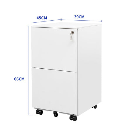 - Requena 2 Drawers Mobile File Cabinet |With Wheels & Lockable | A4 Metal Filing Cabinet With Key -