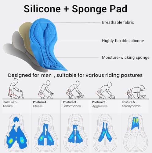 Cycling Shorts Mens, Sportneer Men's 3D Cycle Shorts Cycling Underwear Shorts Anti-Slip Design, Breathable & Adsorbent,Black