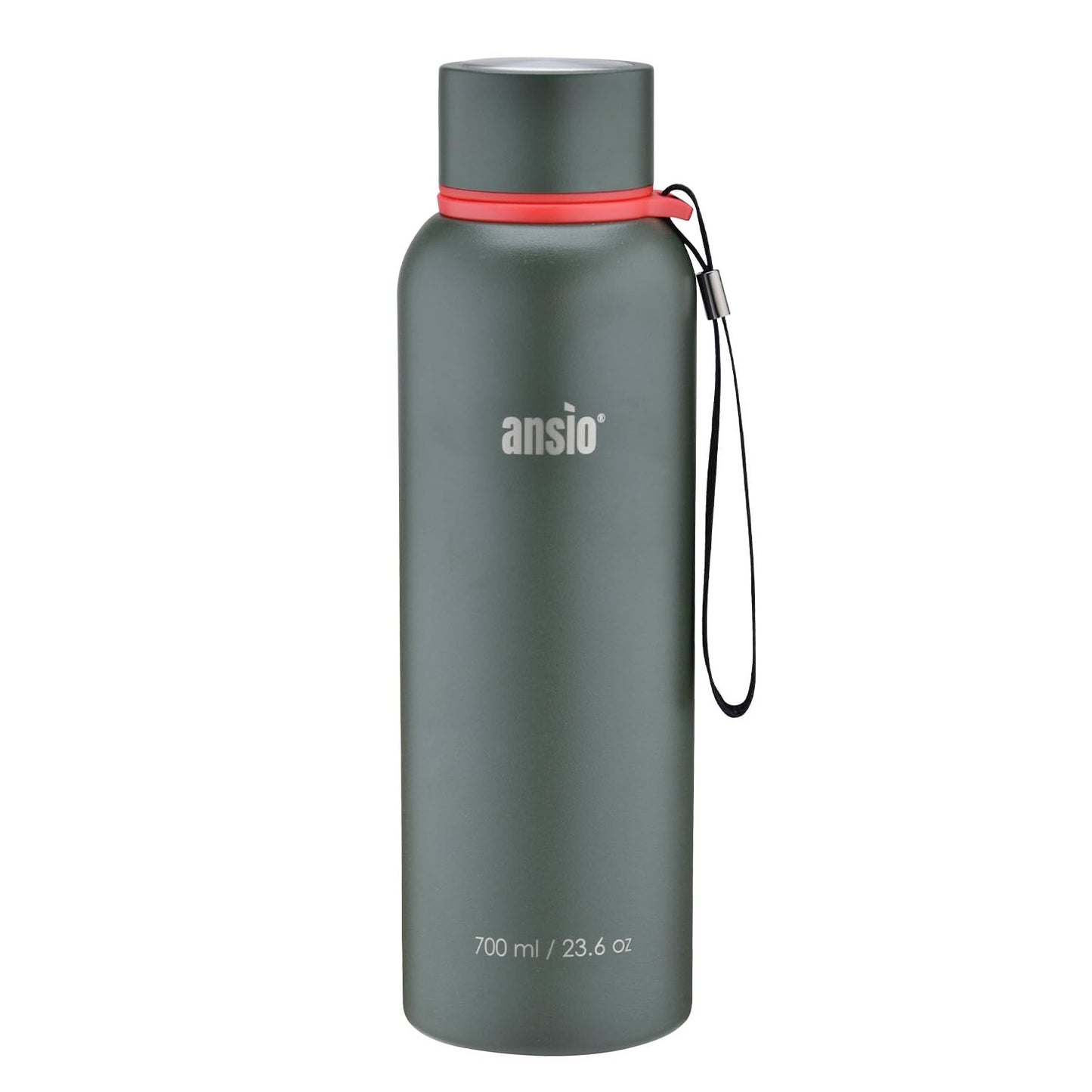 ANSIO Water Bottle,Vacuum Flask & Stainless Steel Water Bottle Double Walled Insulated Drinks Bottle Hot & Cold BPA Free Outdoor Sports Camping Hiking Cycling (700 ML, Dark Green)