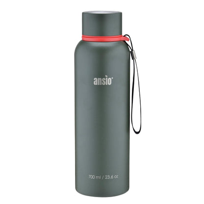 ANSIO Water Bottle,Vacuum Flask & Stainless Steel Water Bottle Double Walled Insulated Drinks Bottle Hot & Cold BPA Free Outdoor Sports Camping Hiking Cycling (700 ML, Dark Green)