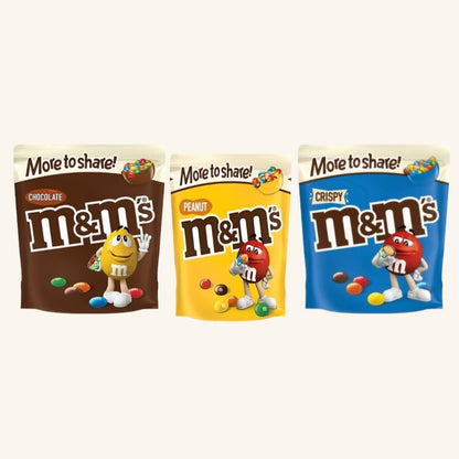 - M&M's Sharing Pouch Chocolate 220g | Peanut Chocolate 220g & Crispy Chocolate 213g -