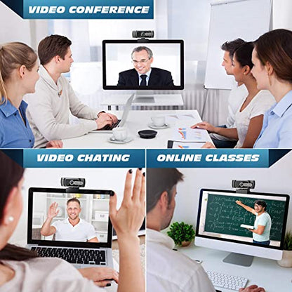 - Webcam for PC with Microphone - 1080P FHD Webcam with Privacy Cover & Webcam Mounts,