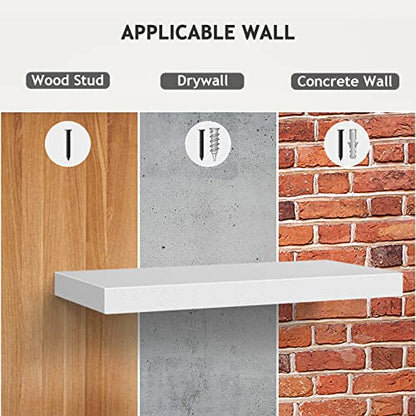 - STOREMIC Floating Shelves | 38cm |  3 White Shelves | Screw Mounted | Easy Installation -
