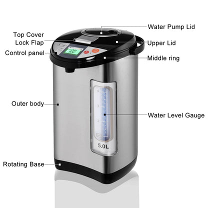 - GiantexUK 5L Hot Water Dispenser | Stainless Steel Catering Urn With 24H Timer -