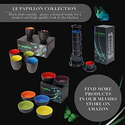 - MIAMIO | 75 ml Espresso Cup Set with Saucers Coffee Mug Set of 6 -