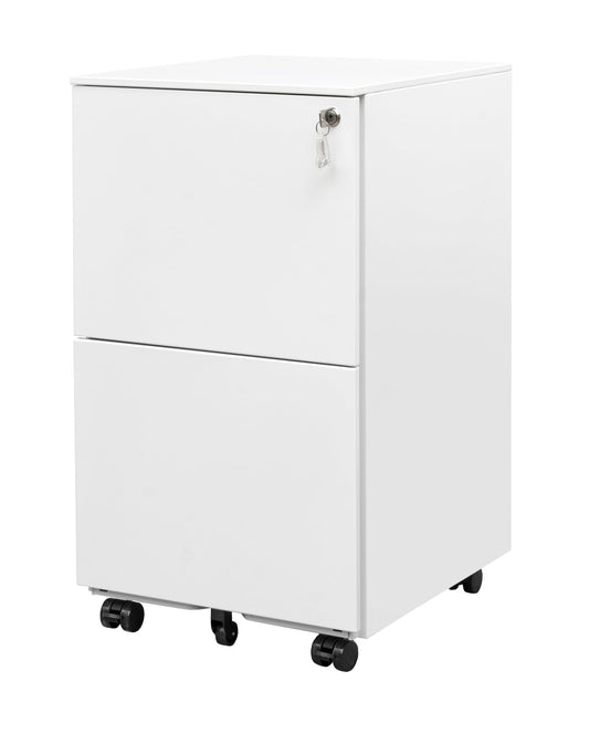 - Requena 2 Drawers Mobile File Cabinet |With Wheels & Lockable | A4 Metal Filing Cabinet With Key -