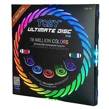 - TOSY Flying Disc - 16 Million Color RGB or 36 or 360 LEDs | Extremely Bright | Smart Modes |  Rechargeable -