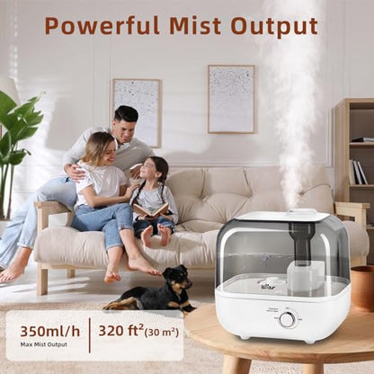 Bear 5L Top Fill Humidifier for Bedroom, 35-Hour Run Time, with Aromatherapy Tray, Ultra Quiet, 360° Expandable Steam Nozzle,Automatic Shut Off, White
