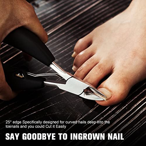 BEZOX Precision Toenail Clippers for Thick or Ingrown Toenails- Podiatrist Toenail Clippers - Professional Large Nail Clipper Grooming Tool - W/Metal Box/Spare Spring