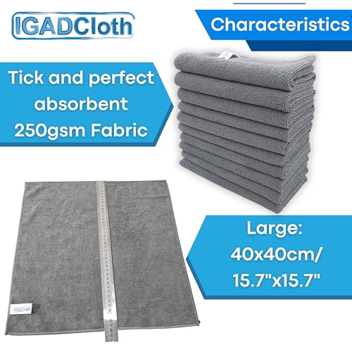 - 10 Grey Microfibre Cleaning Cloths, Durable Multipurpose Cleaning Cloths.