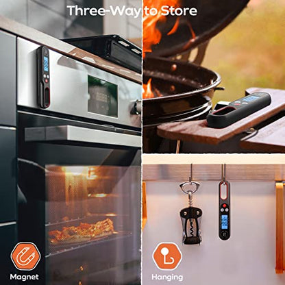 - Digital Meat Thermometers for Air Fryers Cooking | Food Thermometer Instant Read BBQ Cooking Thermometer | Foldable Long Probe | Backlight Screen Magnetic Back -