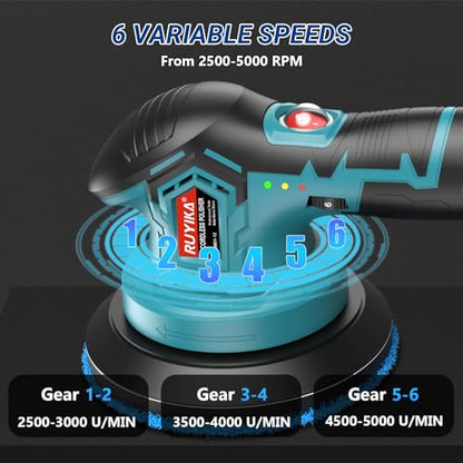 - RUYIKA | Cordless Car Polisher Buffer | Polishing Machine | 2500-5000 RPM -