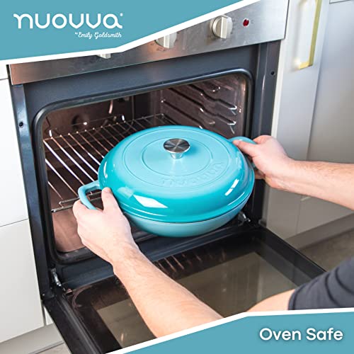 - Shallow Cast Iron Casserole with Lid | Non Stick Dutch Oven Pot | Oven Safe -