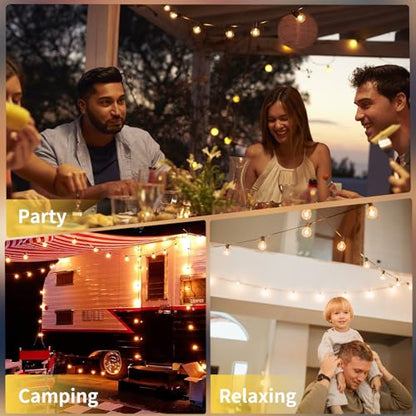 - Yuusei Festoon Lights Outdoor 150Ft, LED Outdoor Mains Powered Waterproof Garden Lights with 75+2 Shatterproof Plastic G40 Bulbs