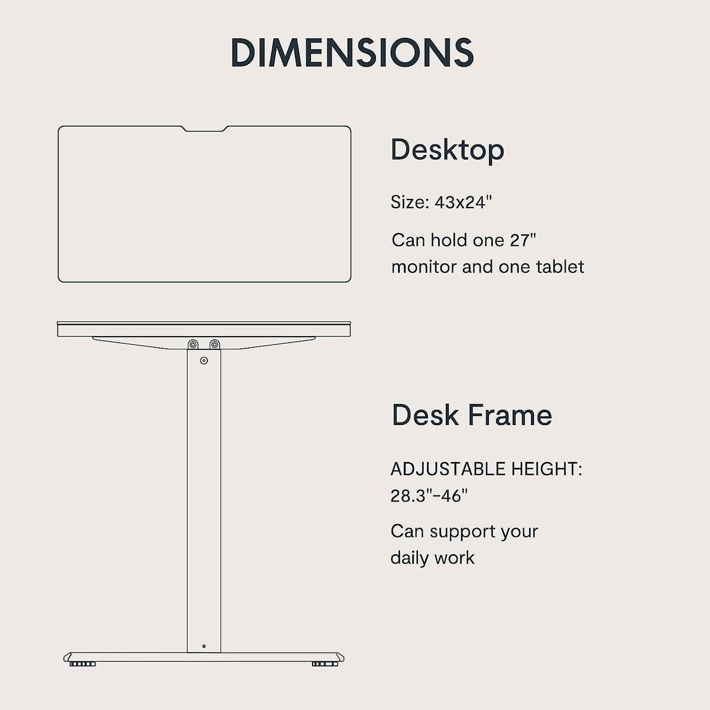 - SANODESK QS+110 * 60 | Electric Standing Desk | ONE PIECE | Height Adjustable -