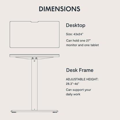 - SANODESK QS+110 * 60 | Electric Standing Desk | ONE PIECE | Height Adjustable -