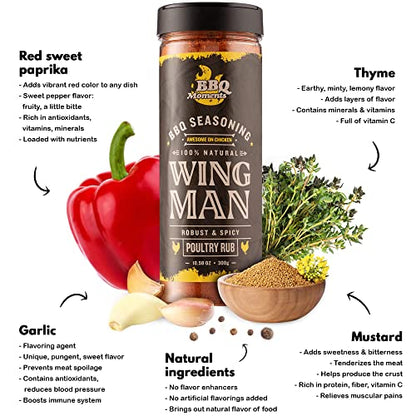 BBQ Moments Poultry Seasoning Barbecue Dry Poultry Rub For Chicken, Turkey, Wings, Meat Marinade BBQ Seasonings And Spices For Grilling, 300g (10.58 Oz)
