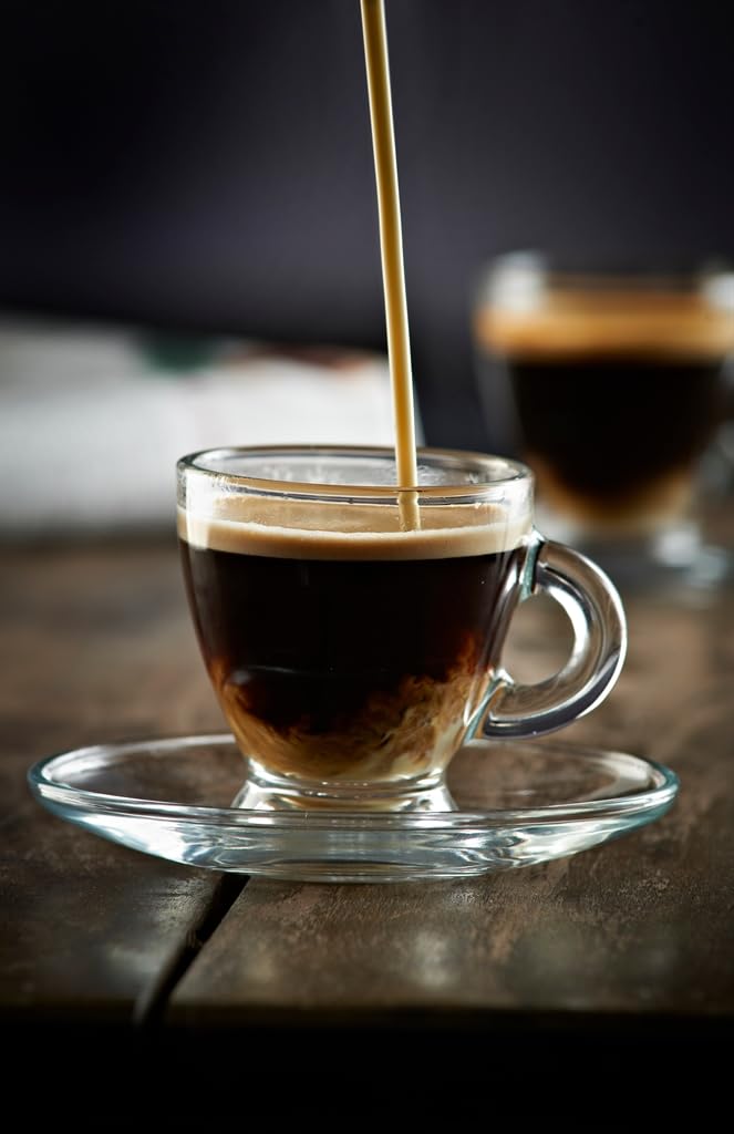 - Ravenhead Set Of 4 Glass Espresso Cup & Saucer Set | 8 CL -