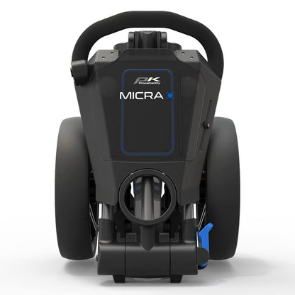 - PowaKaddy Unisex 2022 Micra Push Cart Golf Trolley | Gun Metal/Blue -