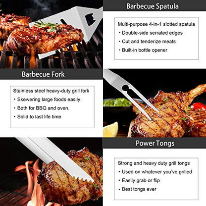 - ROMANTICIST 30pcs BBQ Grill Tool Set | Heavy Duty Stainless Steel Grill Utensils Set -