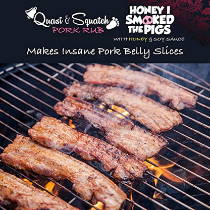 BBQ Rub for Pork by Quasi & Squatch - Honey I Smoked The Pigs (Smokey Honey Soy Sauce) Barbecue Dry Rub Meat Seasoning and Spices | Perfect Blend Of Spices For BBQ and Grill Pork Dishes | Large 220g