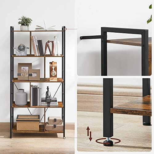 - VASAGLE Storage Unit, Bookcase, 5 Tiers, Open Compartments, Office Living Room -