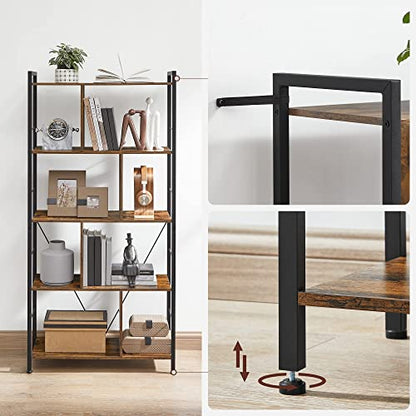- VASAGLE Storage Unit, Bookcase, 5 Tiers, Open Compartments, Office Living Room -